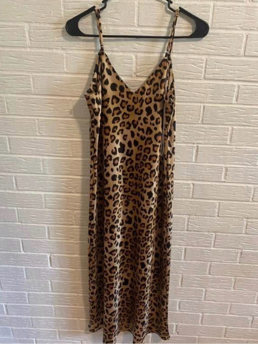 Cherish Leopard-Print Slip Dress in Tan and Black